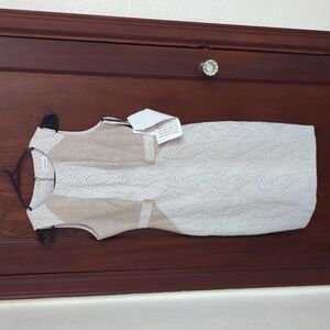 Calvin Klein Beige and White Midi Dress